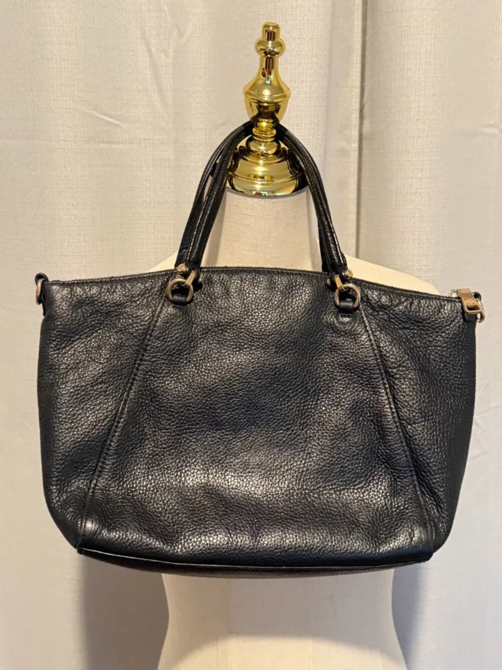 Coach Black Pebbled Leather Prairie Satchel Tote Bag Gold Hardware